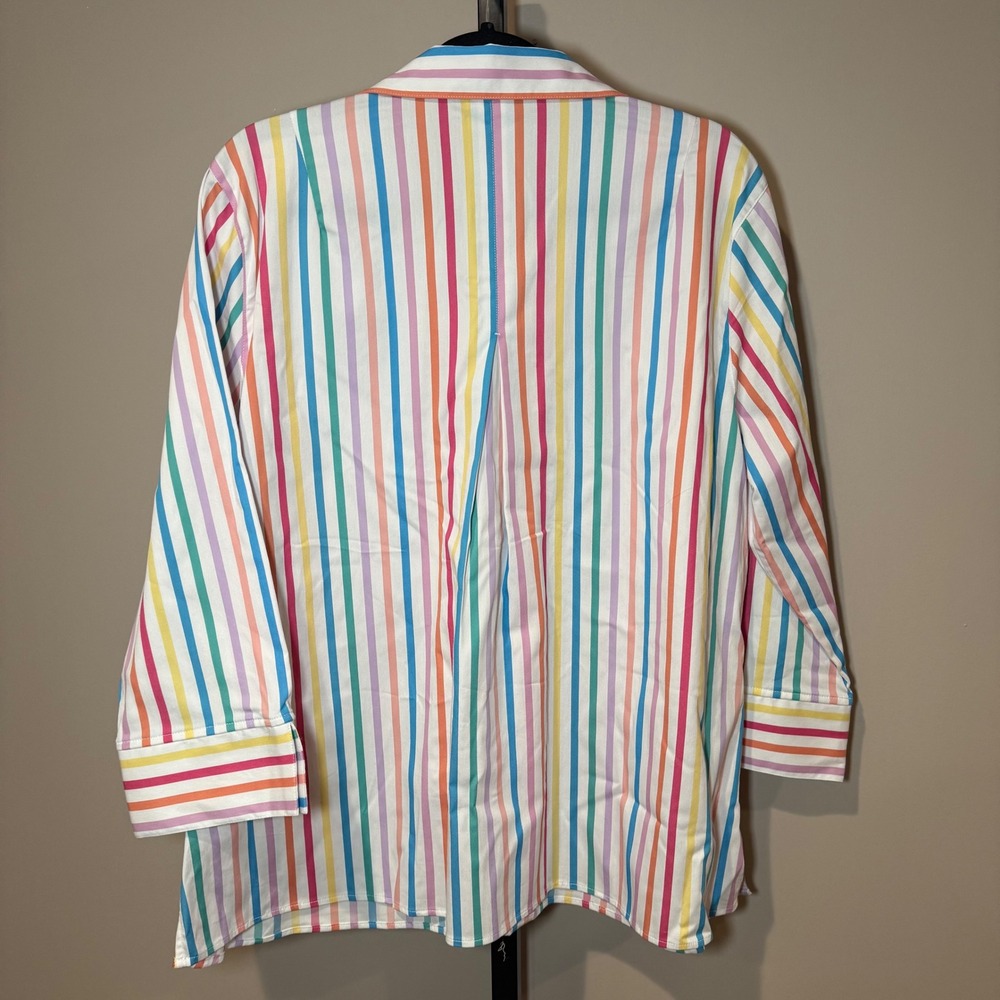 Ali Miles NWT Collared Striped Shirt Pastel Size Large - Picture 4 of 10